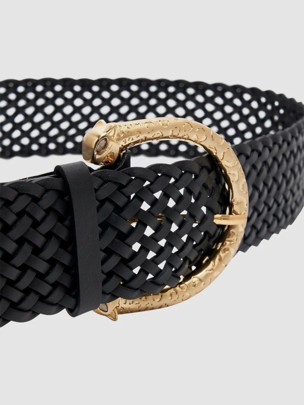 CAMILLA Solid Black Leopard D Ring Belt